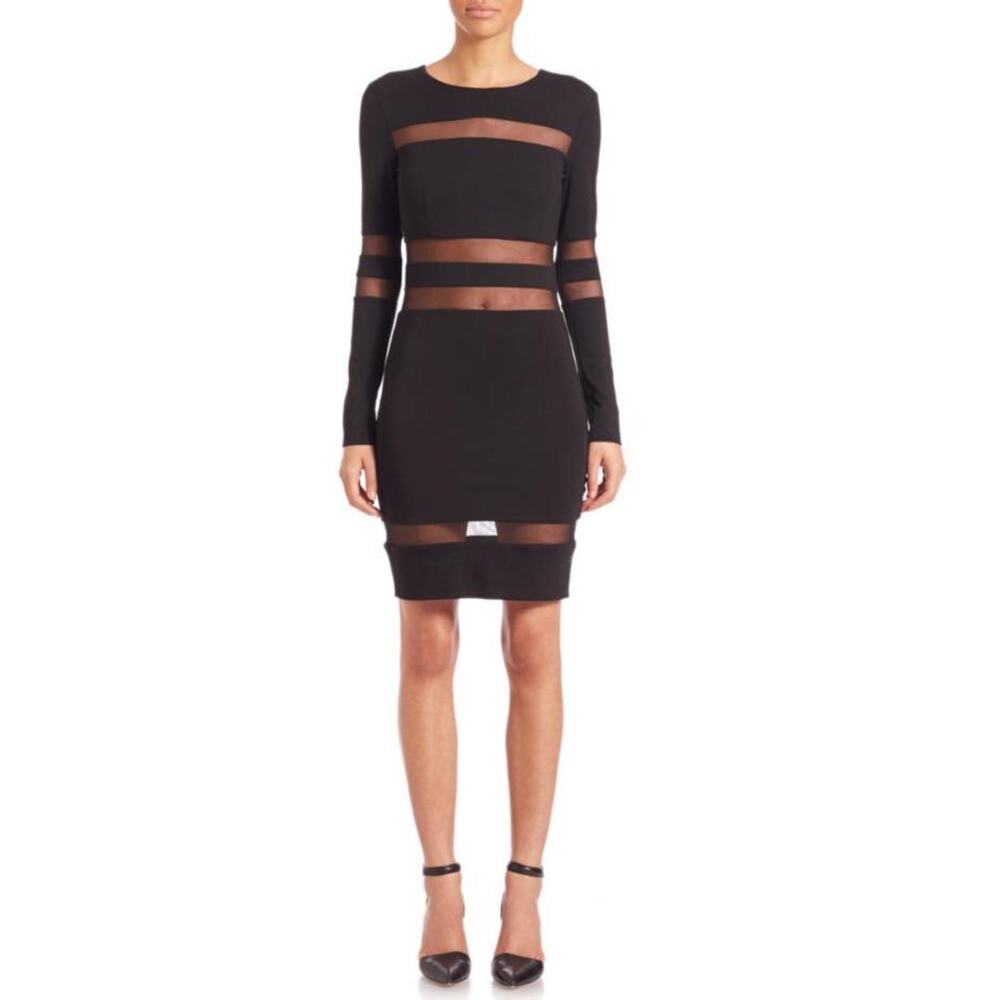 Alexander Wang Mesh Detail Long Sleeve Dress Size S Small Black